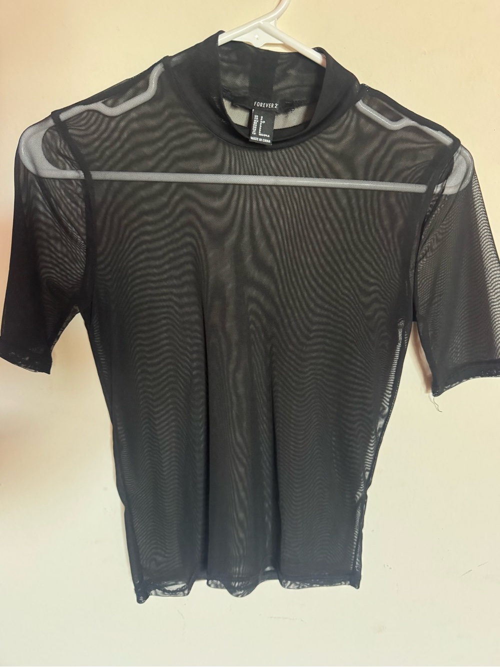 Forever 21 Black Sheer Mesh Short Sleeve Top